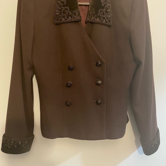 Beautiful Brown Albert Nipon Wool Jacket M - Picture 6 of 8